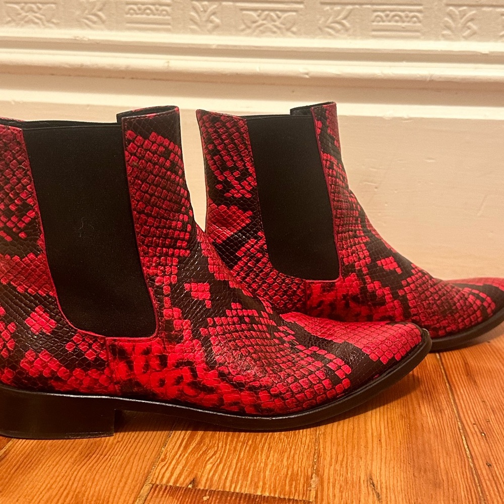 Red snakeskin boots